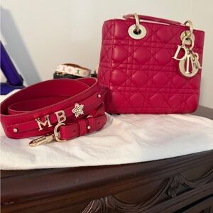 Dior red Quilted Bag with gold  Accents